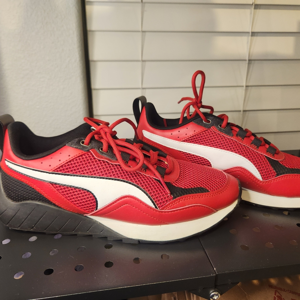 Puma Red and Black Ferari Sneakers with White Detail